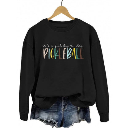 Damen Sweatshirt Bunter Pickleball-Druck Norvielle