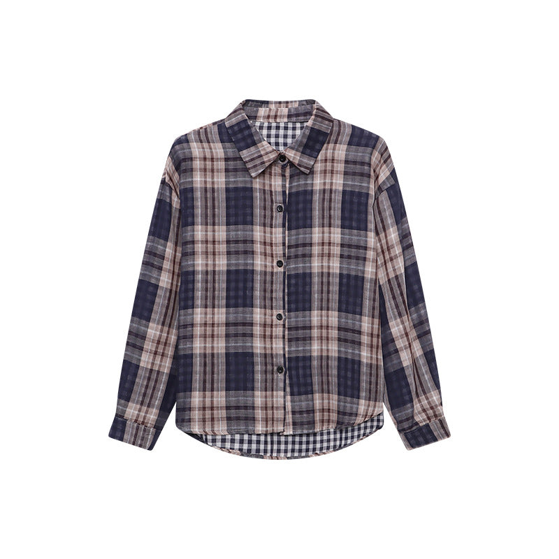 Damen Overshirt Kariert Modischer Schnitt Lässig