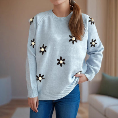 Damen Pullover Floral Lässiger Schnitt