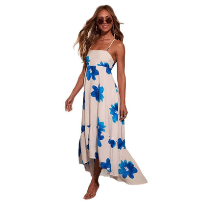 Damen Maxikleid Sommerlich Mit Riemen Voluminöser Rock Norvielle
