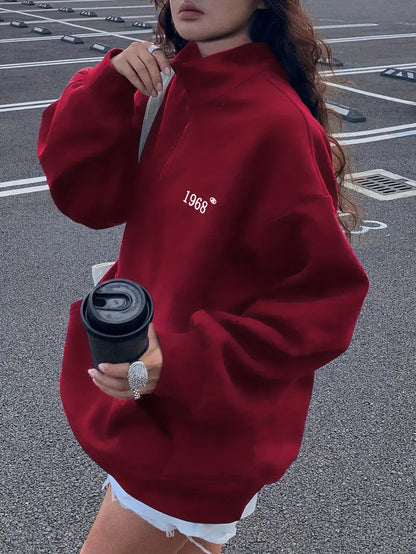 Damen Sweatshirt Stehkragen Kängurutasche Norvielle