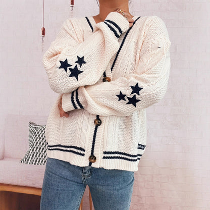 Damen Strickjacke Auffällige Sterne Norvielle
