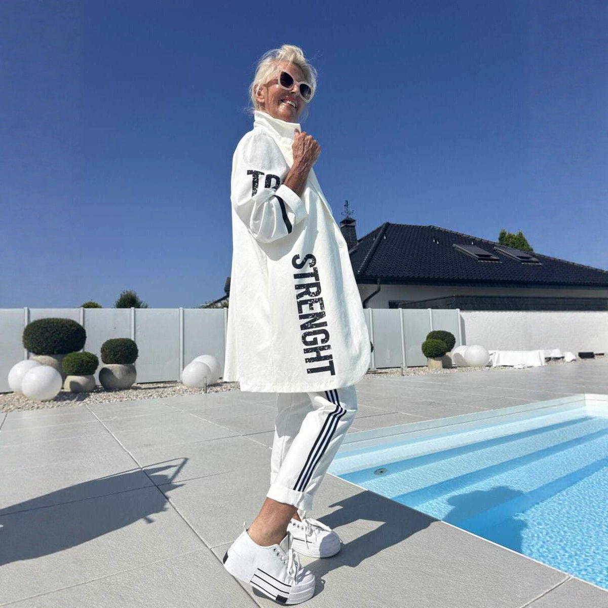 Damen Trenchcoat Streifenoptik