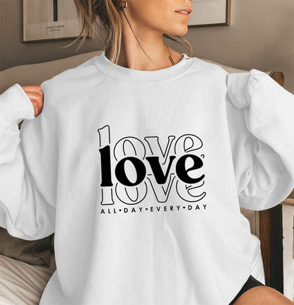 Damen Sweatshirt Voluminöse Ärmel Moderner Love-Print Norvielle