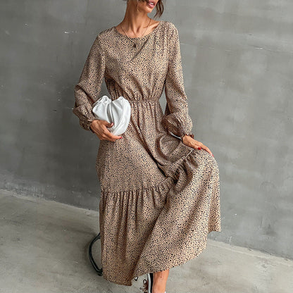 Damen Maxikleid Elastischer Gürtel Rüschen Elegant