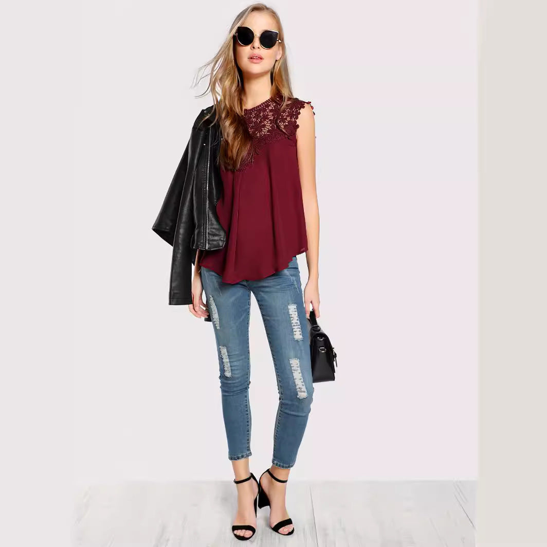 Damen Bluse Flora Stickerei Leicht Fließend