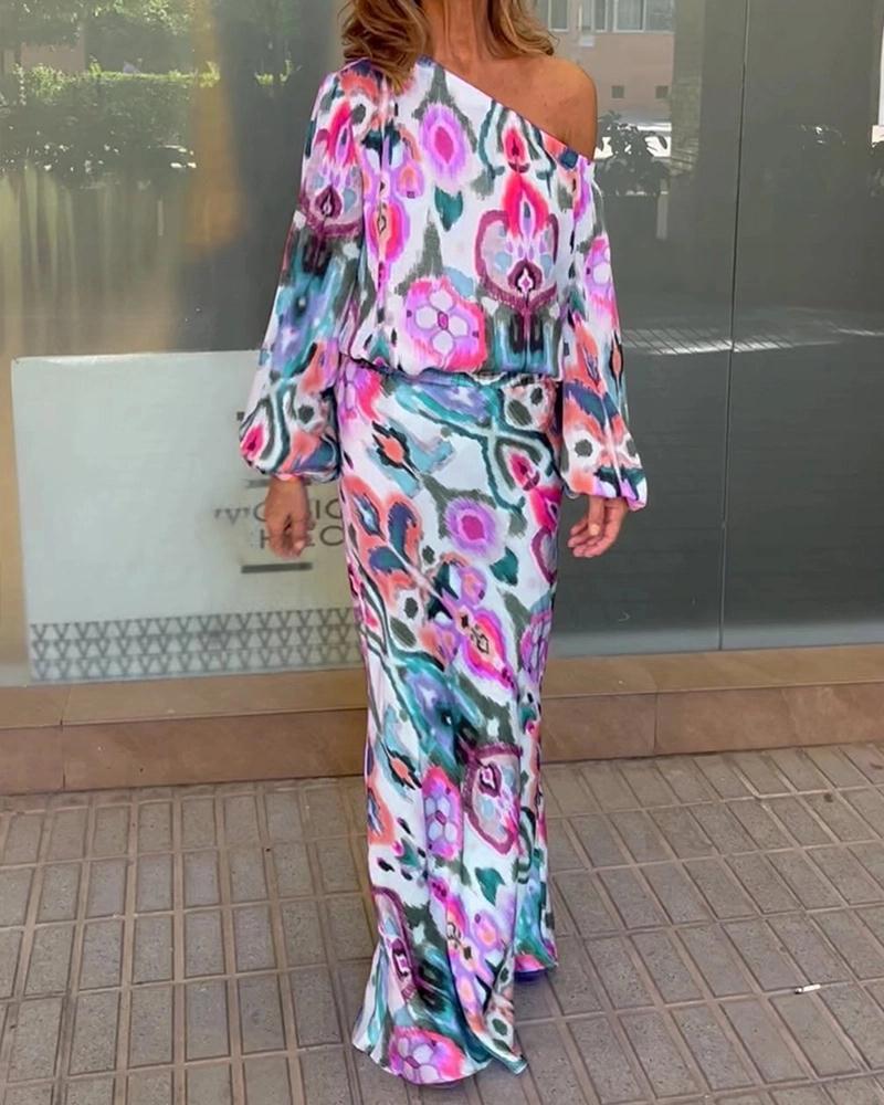 Damen Maxikleid Asymmetrisch Geschmeidige Ärmel Norvielle