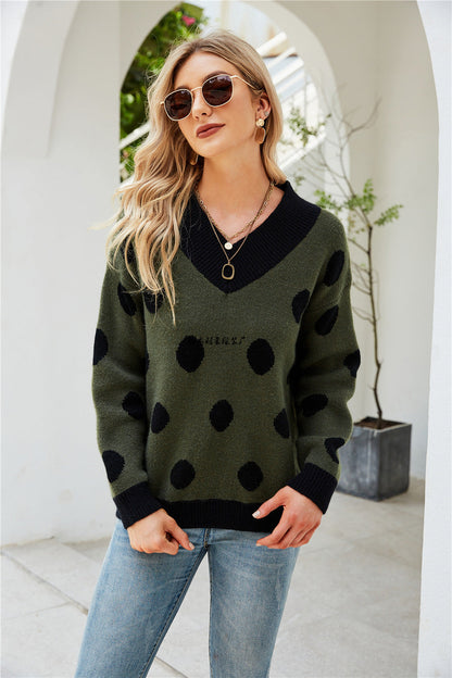 Damen Pullover V-Ausschnitt Grafikdesign Norvielle