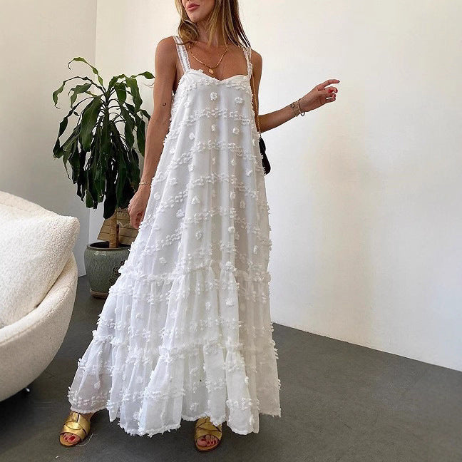 Damen Sommerkleid Bodenlang Floralmuster Rüschendetails Norvielle