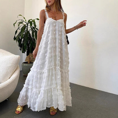 Damen Sommerkleid Bodenlang Floralmuster Rüschendetails Norvielle