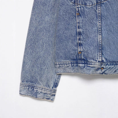 Damen Denimjacke Asymmetrisch Mit Taschen