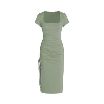 Damen Midi-Kleid Figurbetont Seiden Norvielle