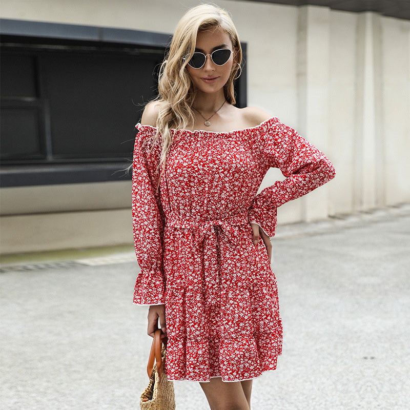 Damen Sommerkleid Rüschendetails Elastischer Taillengürtel Norvielle