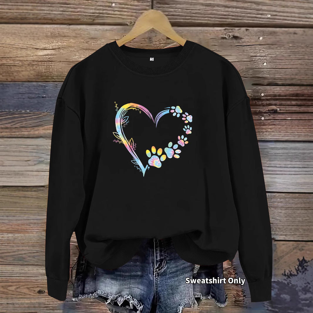 Damen Sweatshirt Florales Herzdesign Baumwolle Bequem