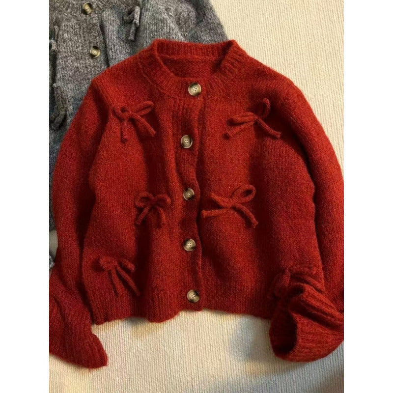 Damen Strickjacke Dekorativen Schleifen Norvielle