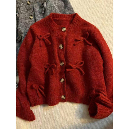 Damen Strickjacke Dekorativen Schleifen Norvielle