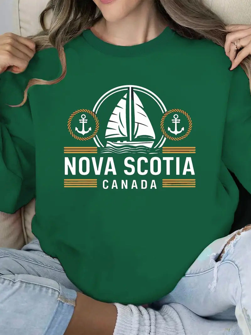 Damen Sweatshirt Maritimes Segelmuster Norvielle