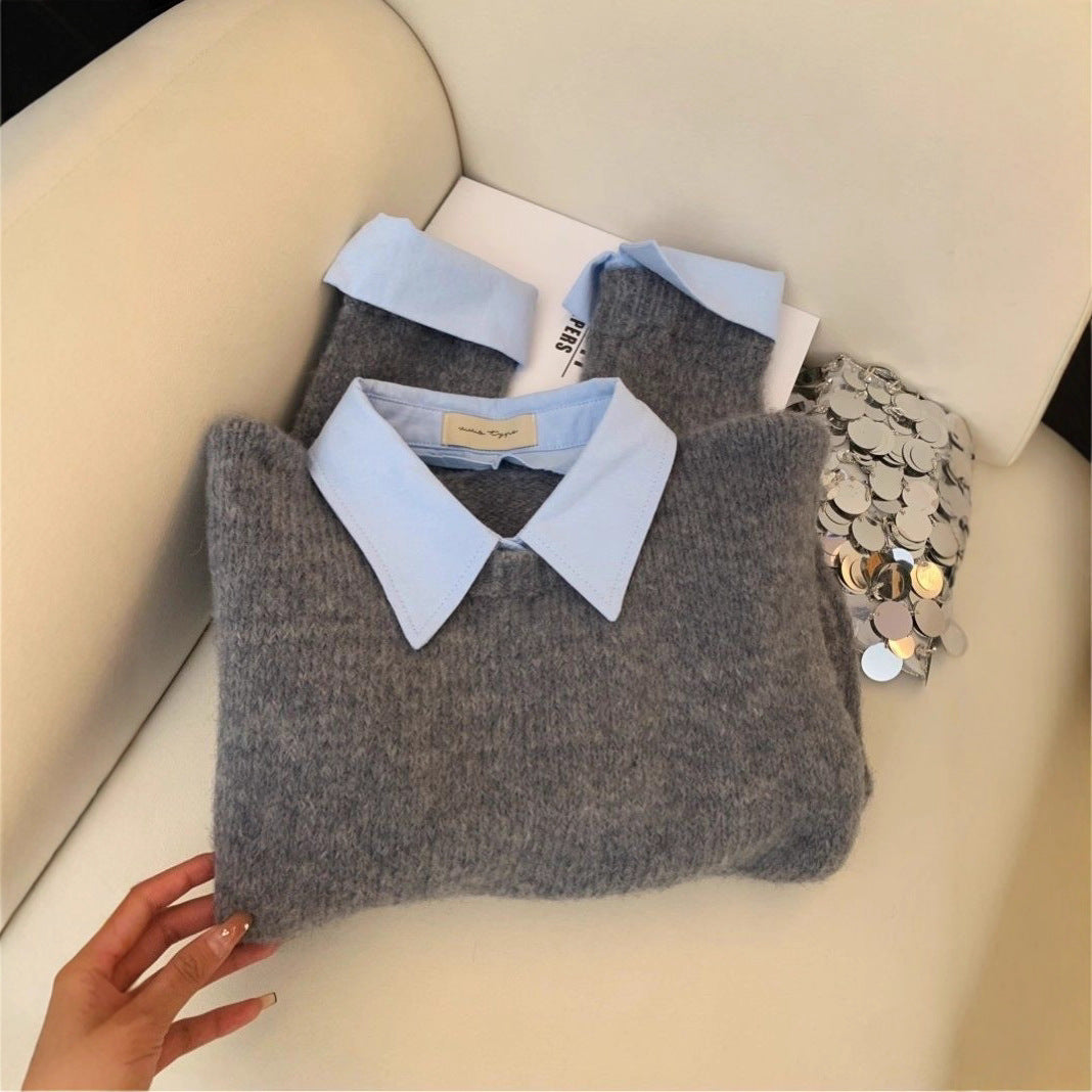 Damen Pullover Mit Hemdkragen Kombination Stilvoll Norvielle