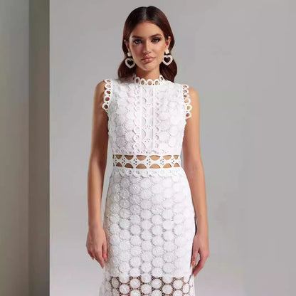 Damen Maxikleid Spitze Dekorative Ausschnitte Elegant