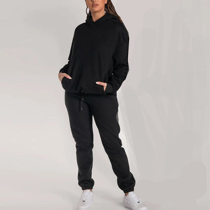 Damen Hoodie-Set Elastisch Mit Taschen Beige