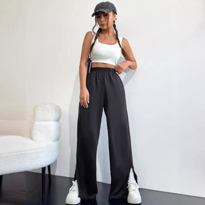 Damen Freizeithose Weit Geschnitten Mit Seitlichen Schlitzen Norvielle