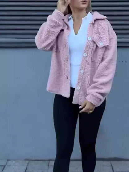 Damen Fleecejacke Lässig Mit Taschen Knopf Norvielle