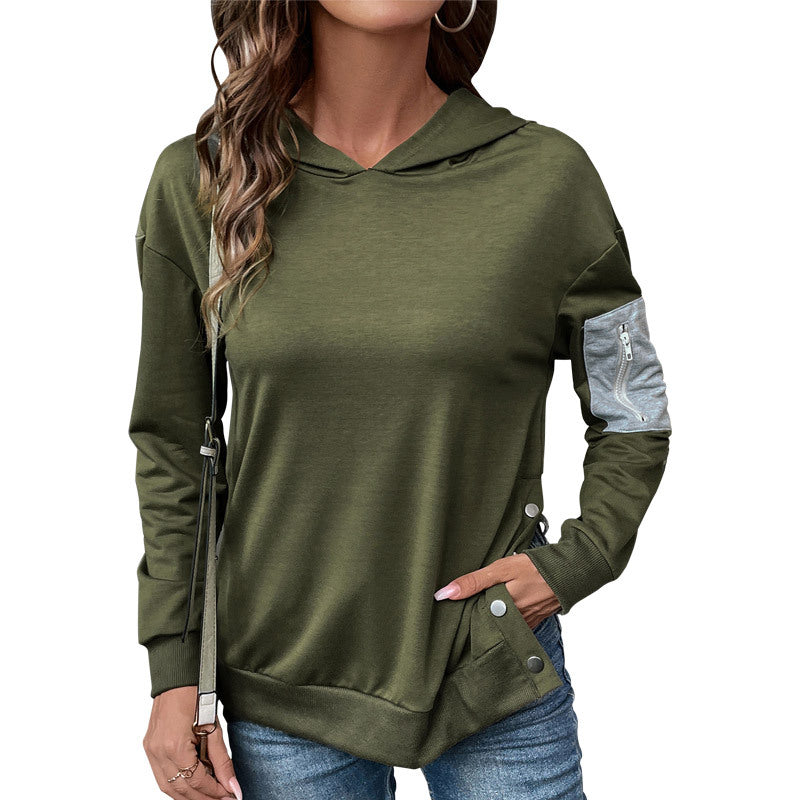 Damen Kapuzenpullover Lässig Reißverschluss