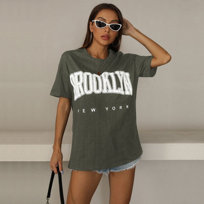 Damen Oversized T-Shirt Brooklyn-Print Norvielle