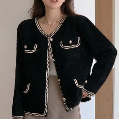 Damen Strickjacke Kontraststich Norvielle