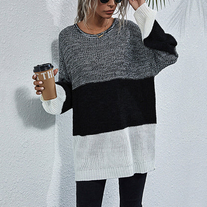 Damen Strickpullover Oversized Farbwechsel Norvielle