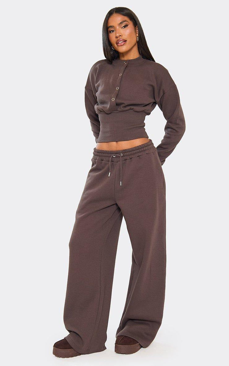 Damen Cropped Sweatshirt und Trainingshose Set Bequem Norvielle