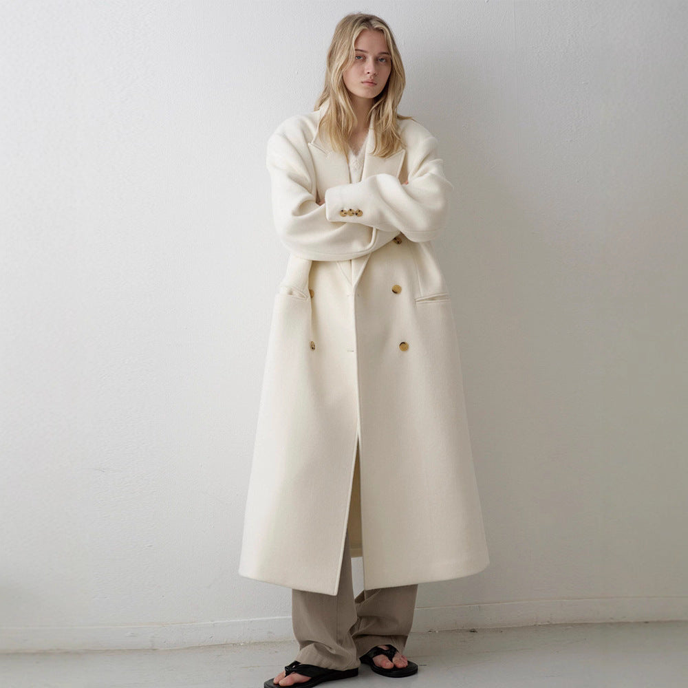 Damen Oversized-Mantel Doppelter Knopf Norvielle Lang