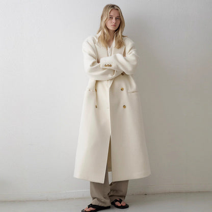 Damen Oversized-Mantel Doppelter Knopf Norvielle Lang