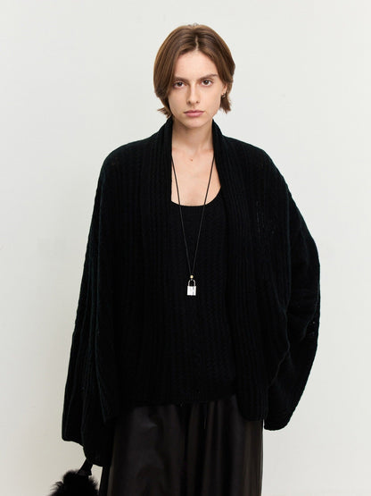 Damen Strickponcho Feine Wolle Luftig Norvielle