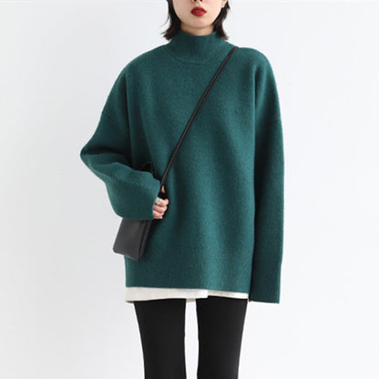 Damen Grobstrickpullover Rollkragen Überschnittene Schultern Norvielle