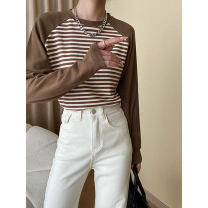 Damen Langarmshirt Gestreift Raglanärmel Modisch Norvielle