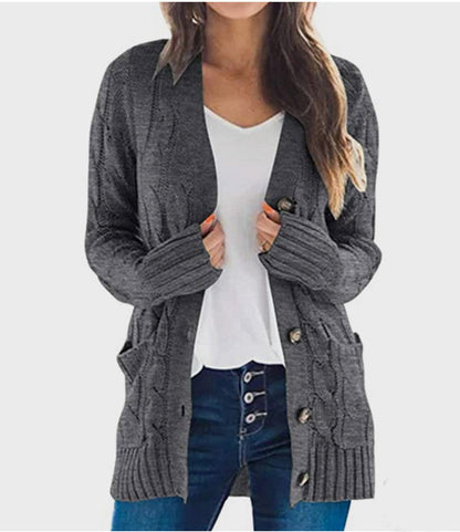 Damen Strickjacke Norvielle mit Zopfmuster und Taschen