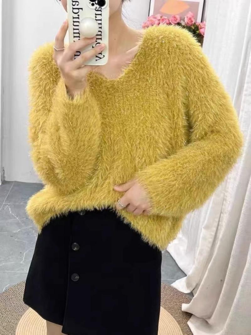 Damen Pullover V-Ausschnitt Glitzerfaden Norvielle