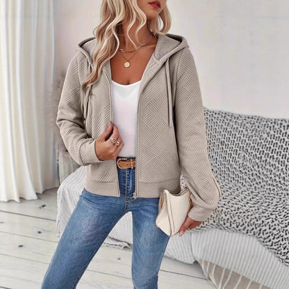 Damen Sportkapuzenjacke Strukturiertes Design Praktische Taschen