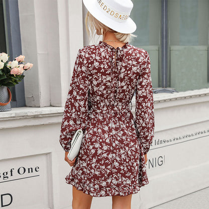 Damen Sommerkleid Floralmuster Gürtel Norvielle