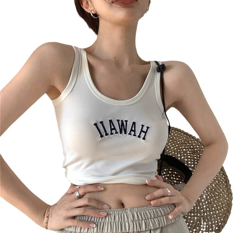 Damen Tanktop Baumwolle Bequem Weiß