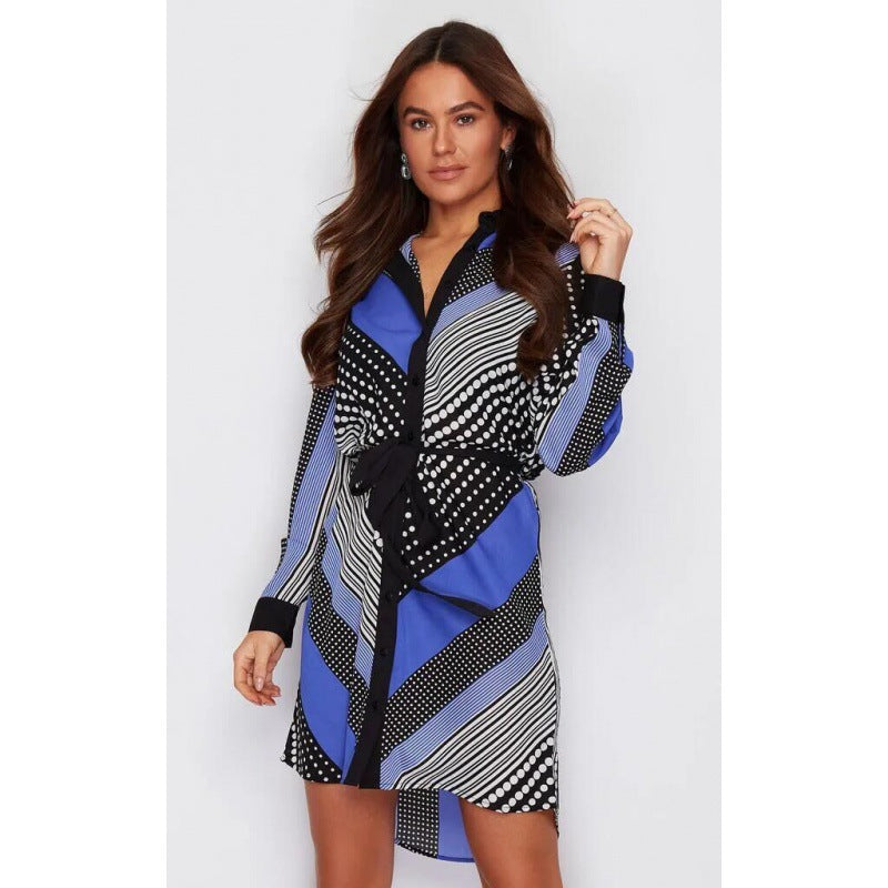 Damen Hemdblusenkleid Grafisches Design Norvielle