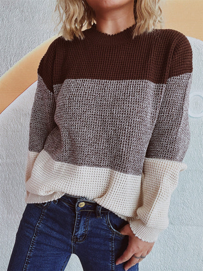 Damen Strickpullover Lässig Großes Muster Modern Norvielle