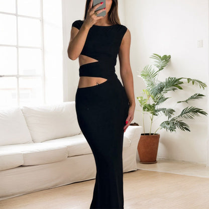 Damen Maxikleid Asymmetrisch Figurbetonter Cut-Out-Design Norvielle - Norvielle
