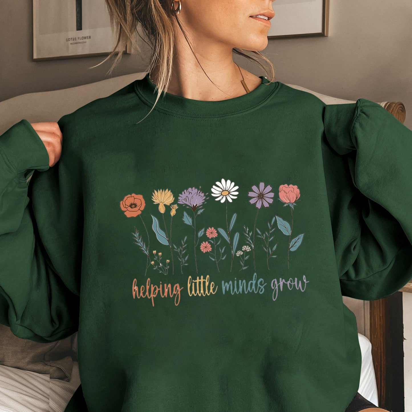 Damen Sweatshirt Voluminöse Ärmel Blumen Motiv Weiss