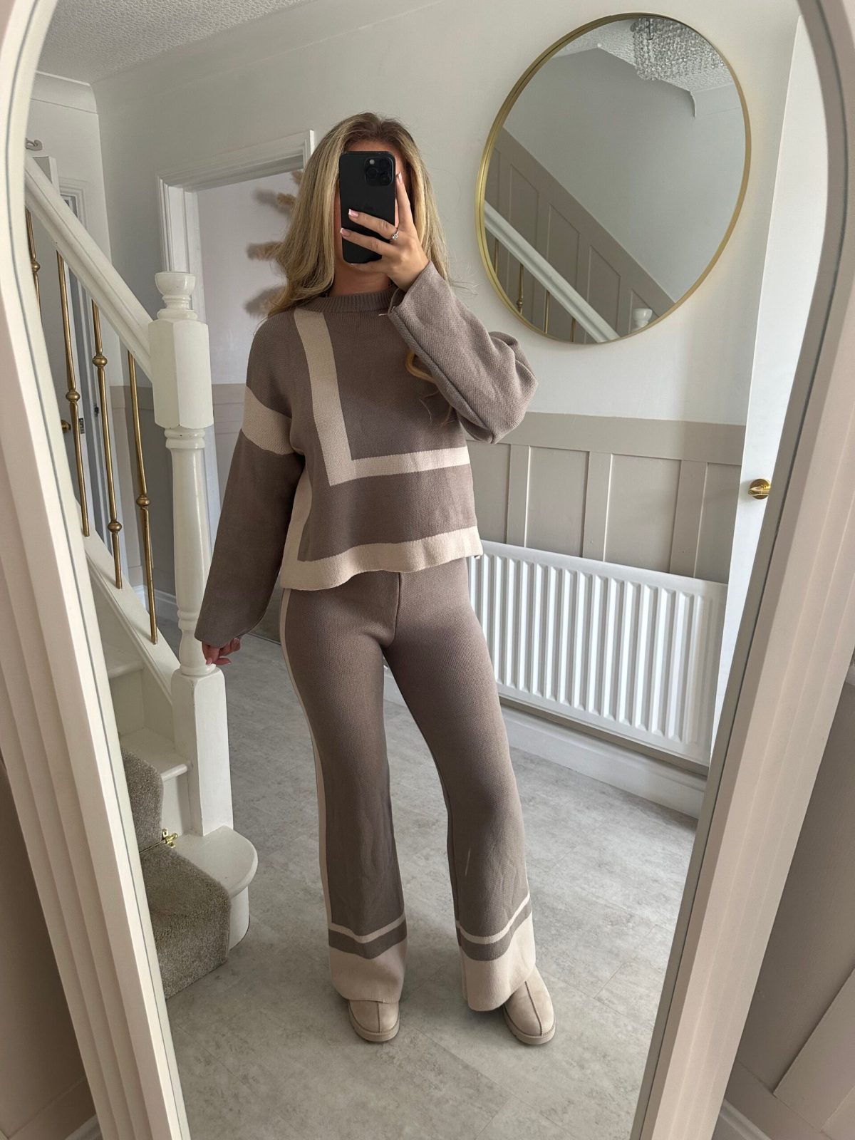 Damen Strickanzug Mit Weitem Schnitt Gemustert Norvielle