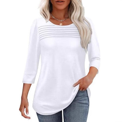 Damen Langarmshirt Plissee-Details Norvielle