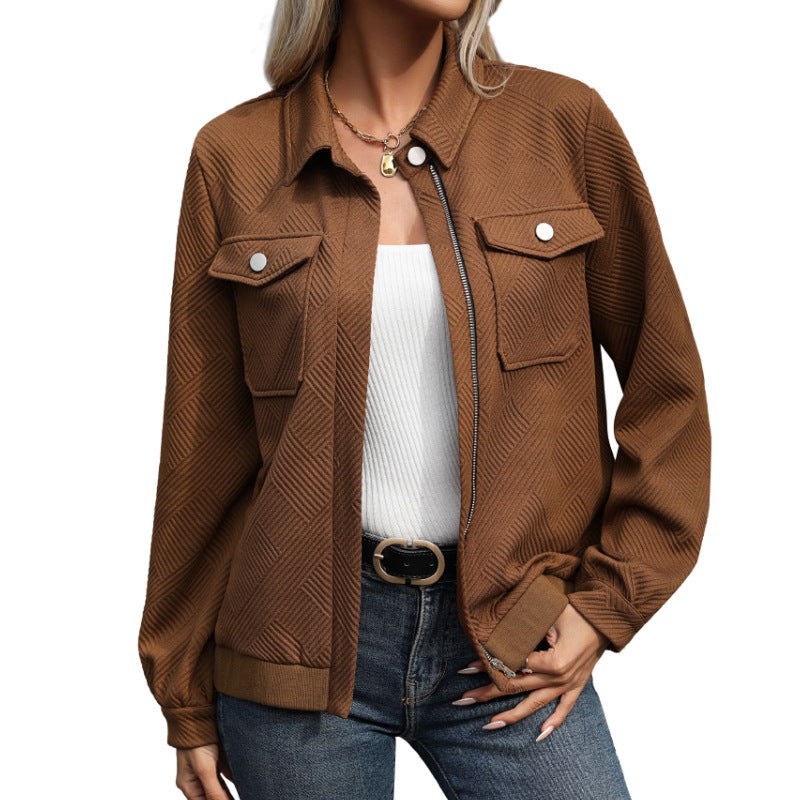 Damen Oversized Jacke Strukturiertes Muster