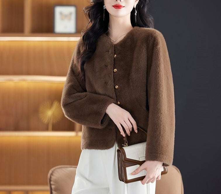 Damen Fleecejacke Kuschelig Knopfdesign Norvielle