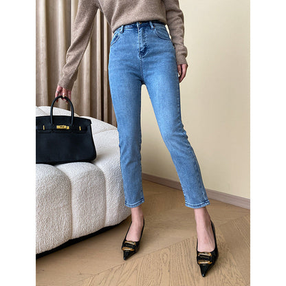 Damen Hochtaillierte Jeans Slim Fit Schwarz - Norvielle